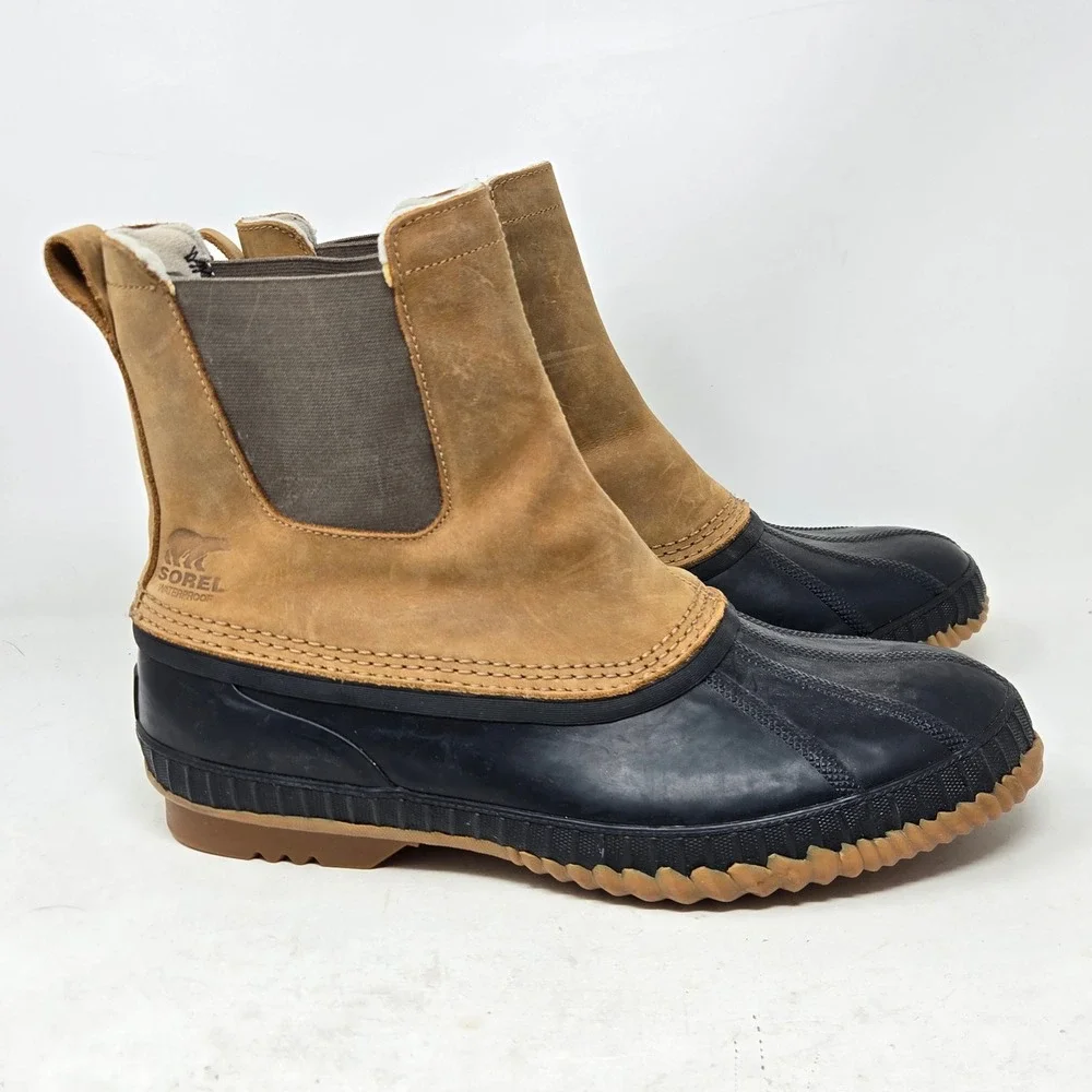 Sorel Cheyanne II Chelsea Waterproof Duck Boots Mens 12 Tan Black NM2609-286